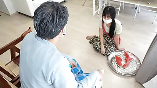 Grouchy Street Food Girl Seduce Old Headmaster